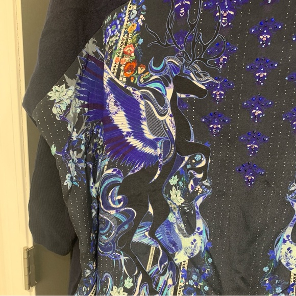 Camilla | Mare Mystique Marino Wool & Silk V Neck Jumper With Print Back | Sz OS - Picture 15 of 17